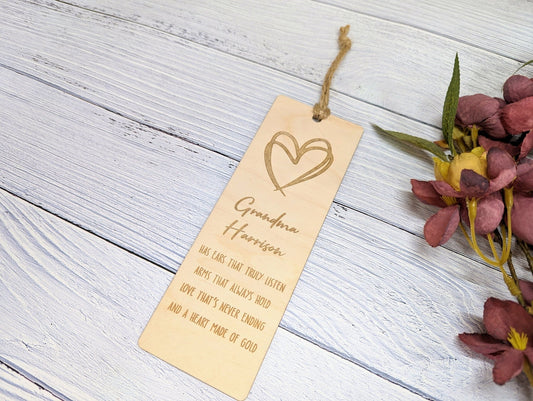 Personalised Wooden Bookmark for Grandparents with Poem - Unique Gift for Gran, Grandad, Nana, and More - CherryGroveCraft
