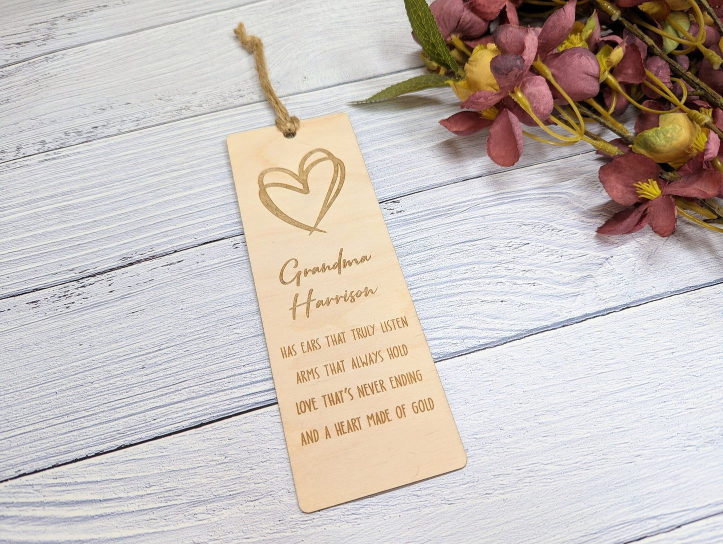 Personalised Wooden Bookmark for Grandparents with Poem - Unique Gift for Gran, Grandad, Nana, and More - CherryGroveCraft