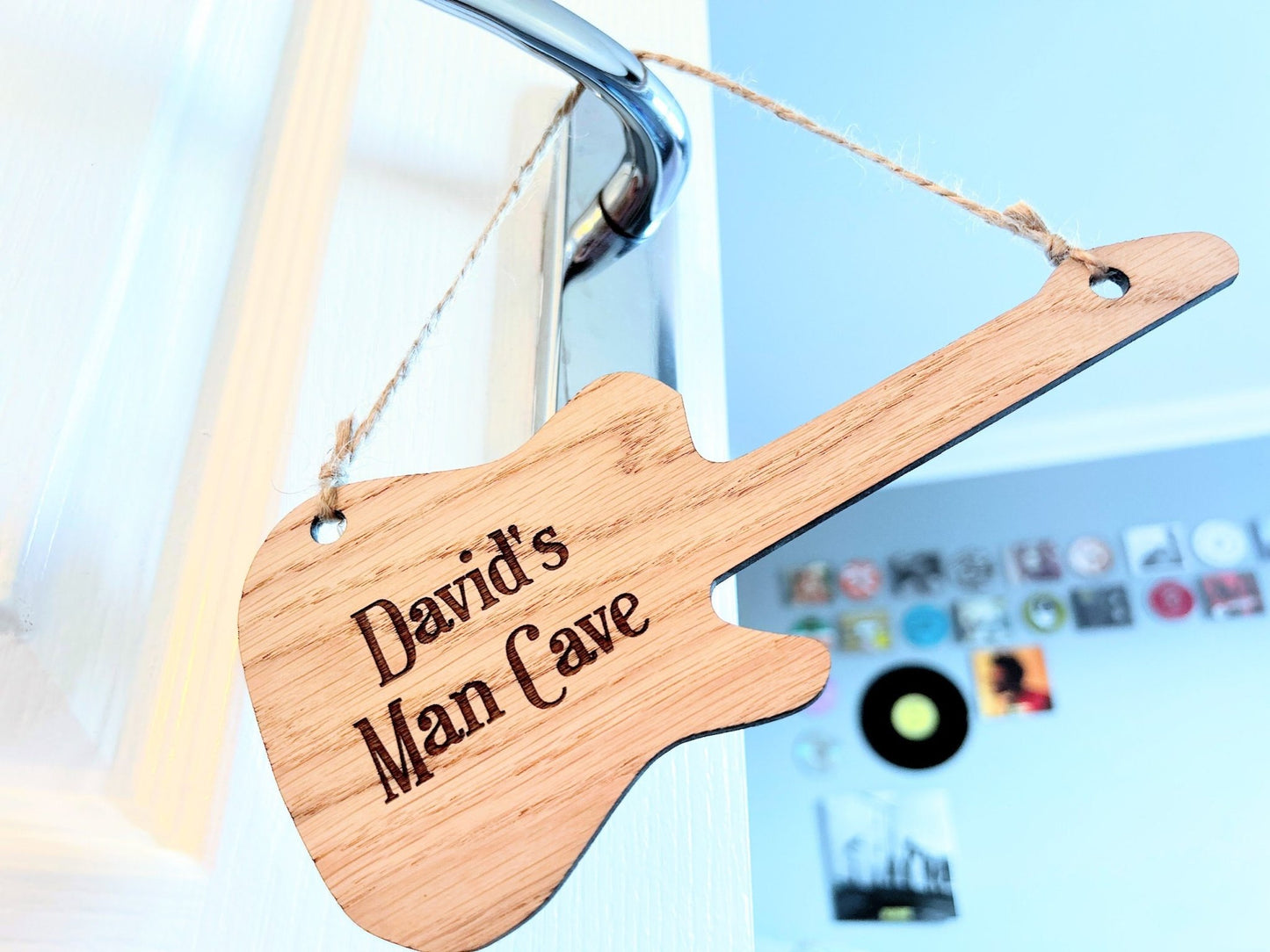 Personalised Wooden Guitar Sign - Electric guitar - Custom Music Gift - Engraved Guitar Sign - CherryGroveCraft