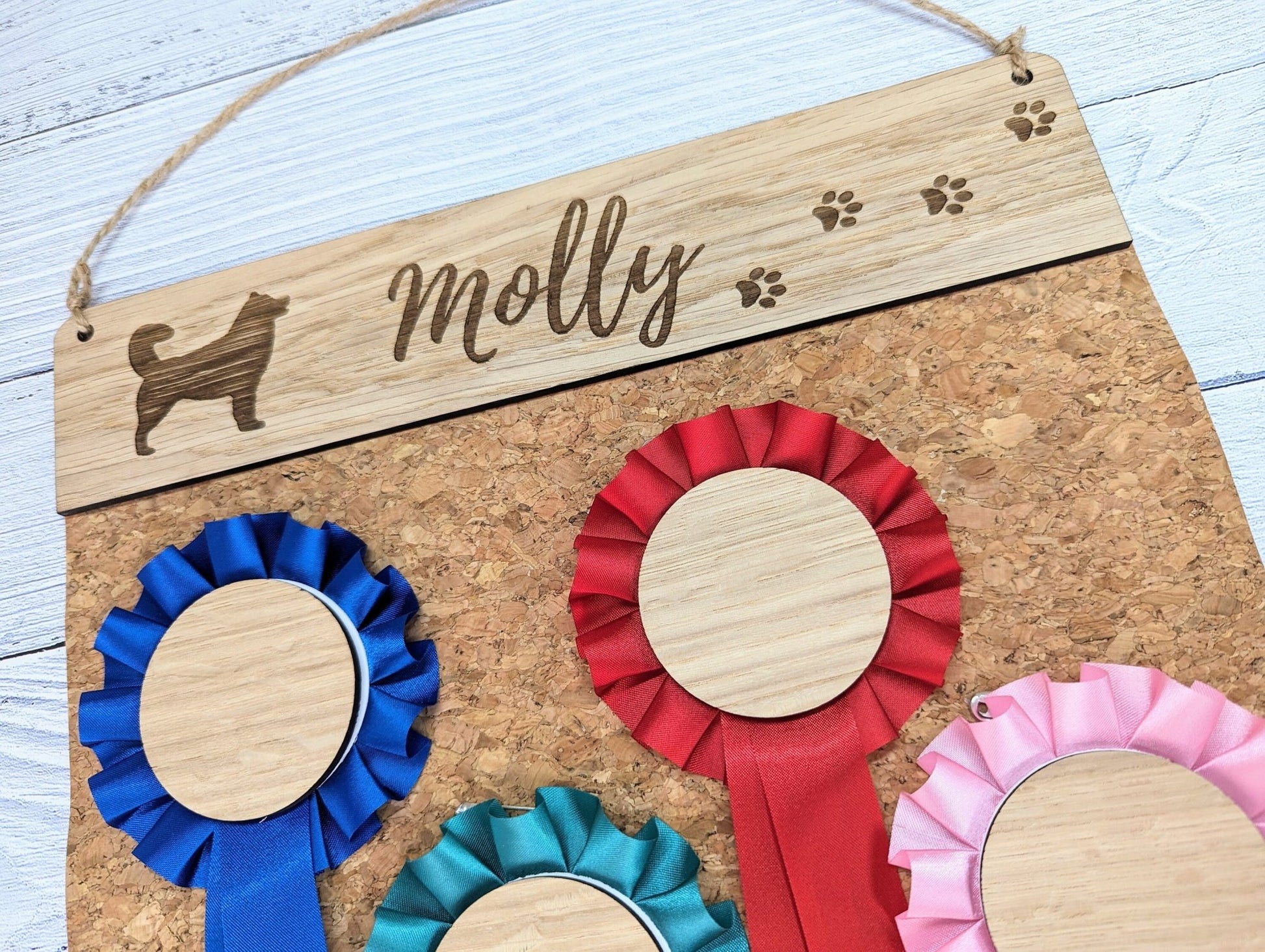 Personalised Wooden Husky Rosette Holder | Add Your Dog's Name | Rosette Display Board | Unique Gift - CherryGroveCraft