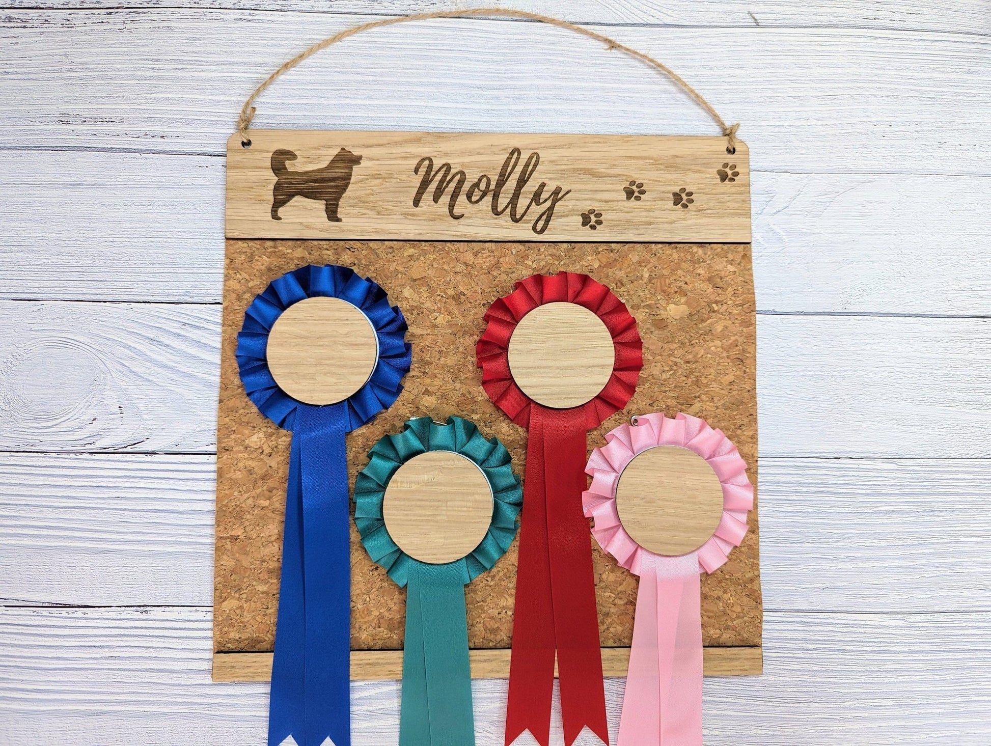 Personalised Wooden Husky Rosette Holder | Add Your Dog's Name | Rosette Display Board | Unique Gift - CherryGroveCraft