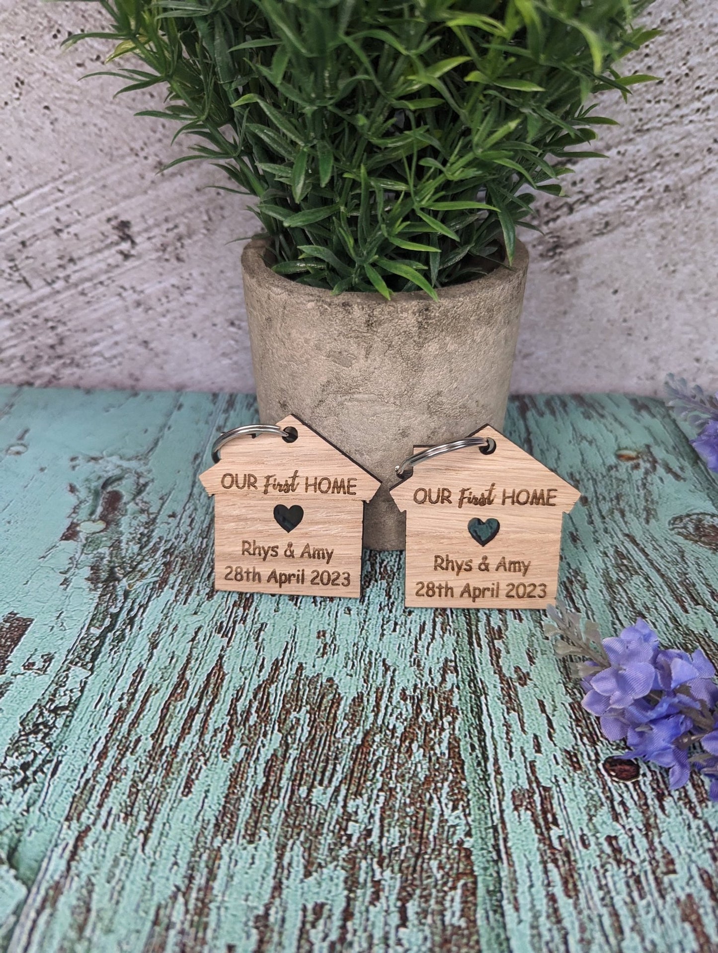 Personalised Wooden Keyrings for New Home Owners | Customisable 'Our New Home' Gift - CherryGroveCraft