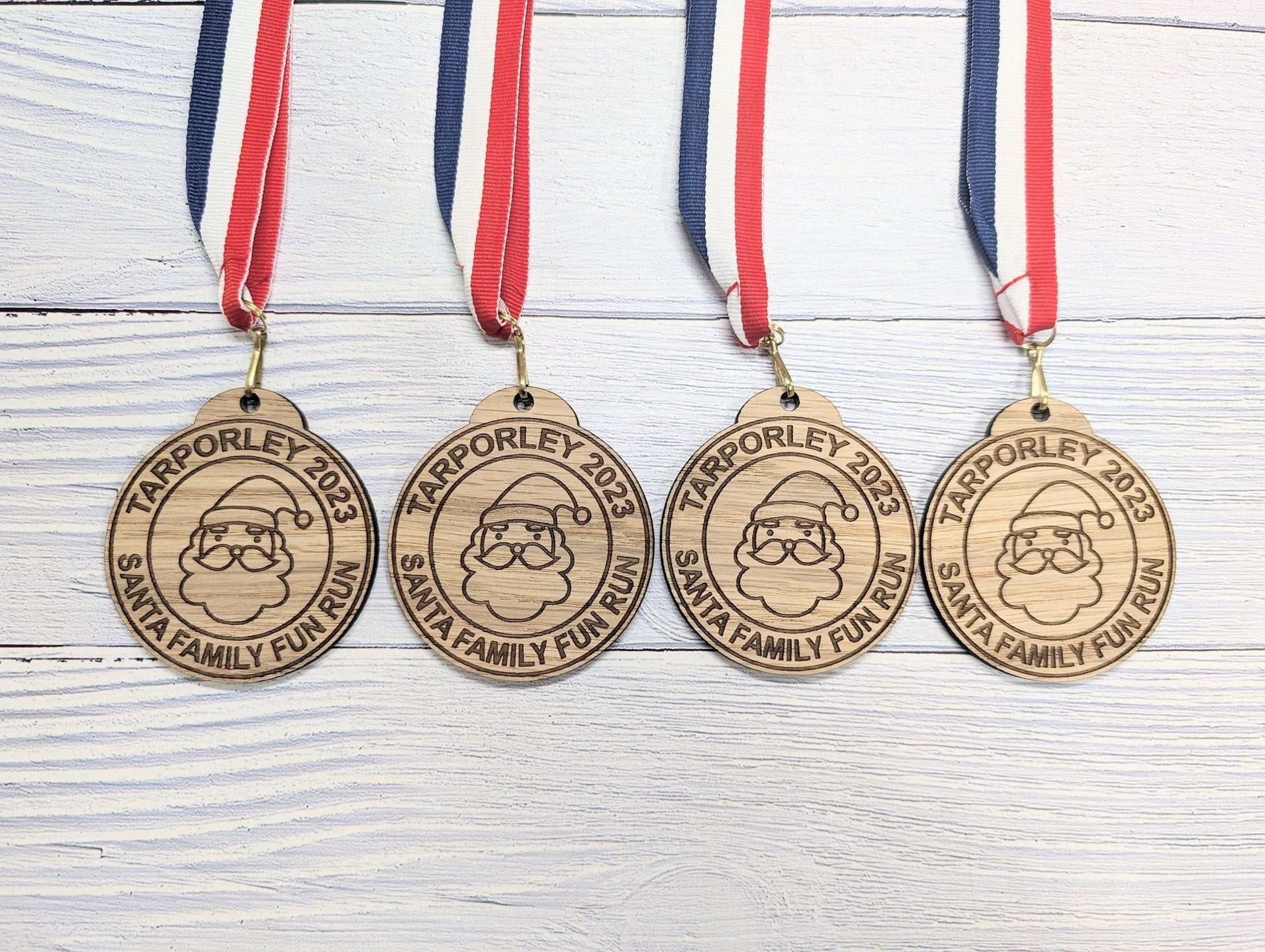 Personalised Wooden Medals for Village Fun Runs & Santa Dashes – Custom Event Awards - CherryGroveCraft