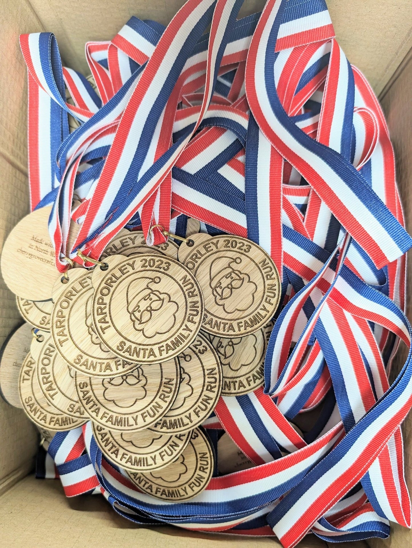 Personalised Wooden Medals for Village Fun Runs & Santa Dashes – Custom Event Awards - CherryGroveCraft