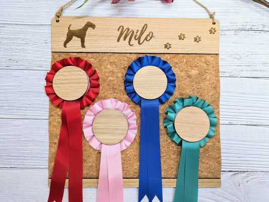 Personalised Wooden Schnauser Rosette Holder | Add Your Dog's Name | Rosette Display Board | Unique Gift - CherryGroveCraft