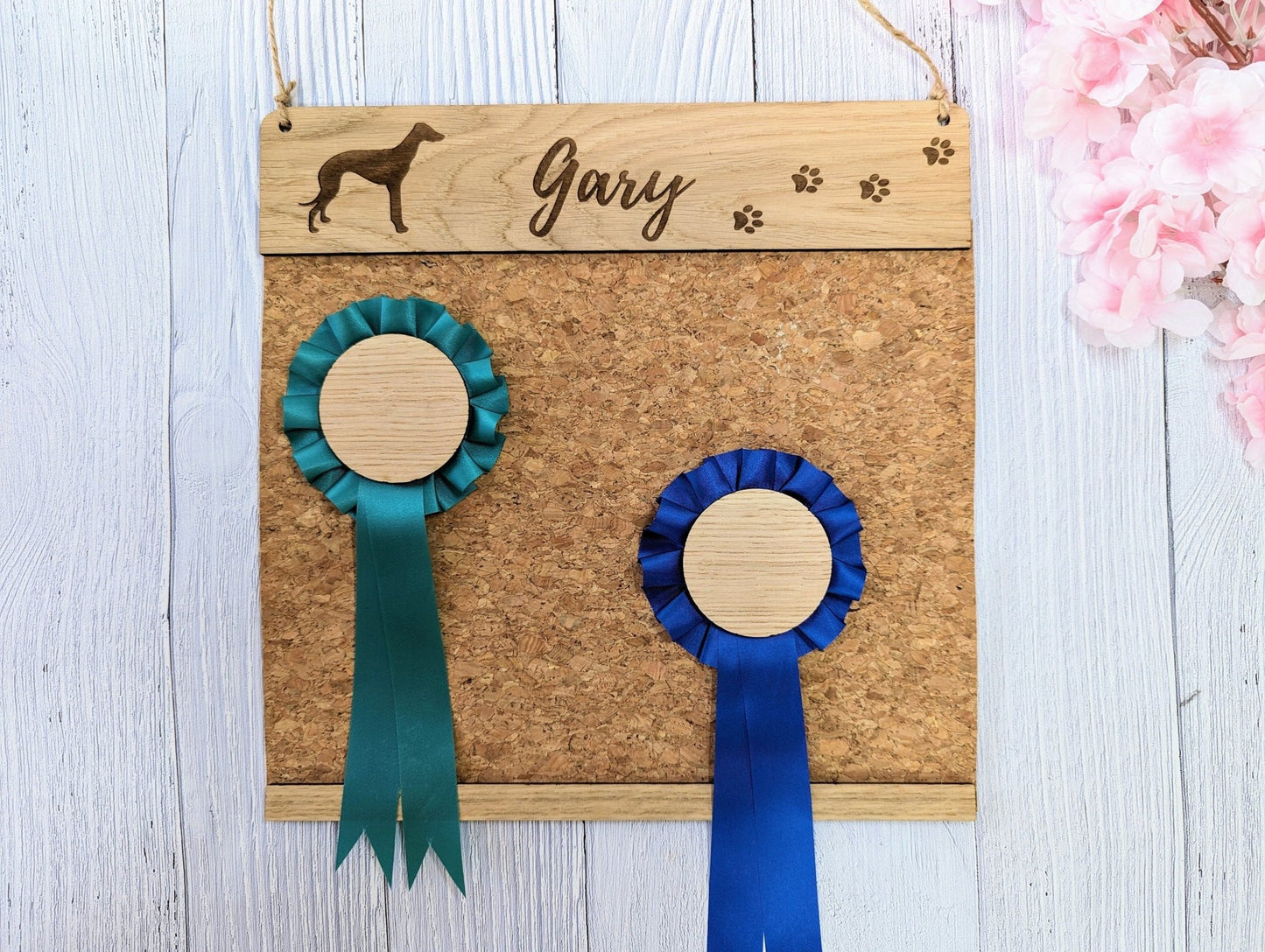 Personalised Wooden Whippet Rosette Holder | Unique Display for Dog Show Awards | Name Engraving | Perfect Gift for Whippet Lovers - CherryGroveCraft