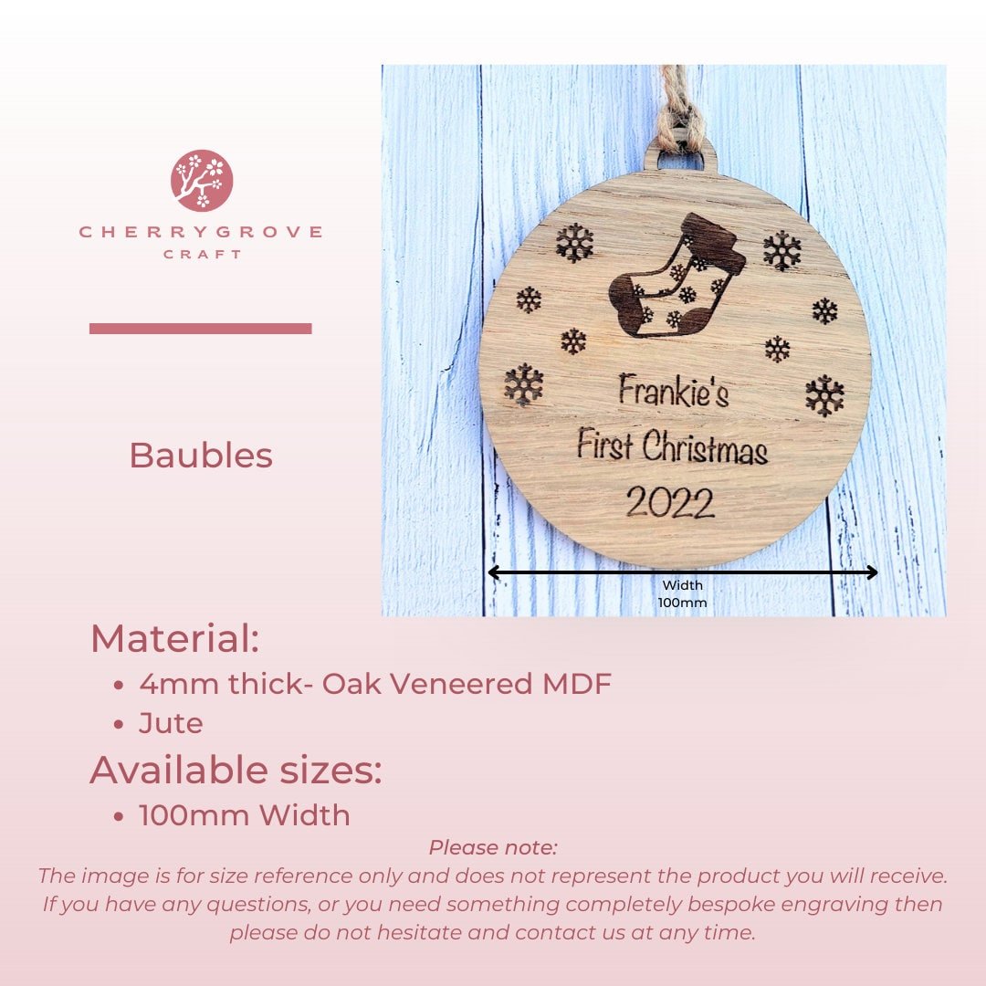 Personalised Yorkshire Terrier Christmas Bauble in Oak Veneer MDF - Rustic Jute String - Stars or Hearts Cut-Out - Yorkie Gift - CherryGroveCraft