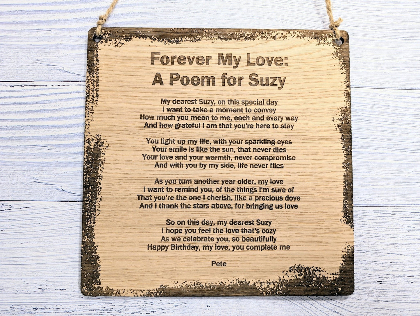 Rustic Charm Engraved Wooden Sign | Custom Poem or Message - CherryGroveCraft