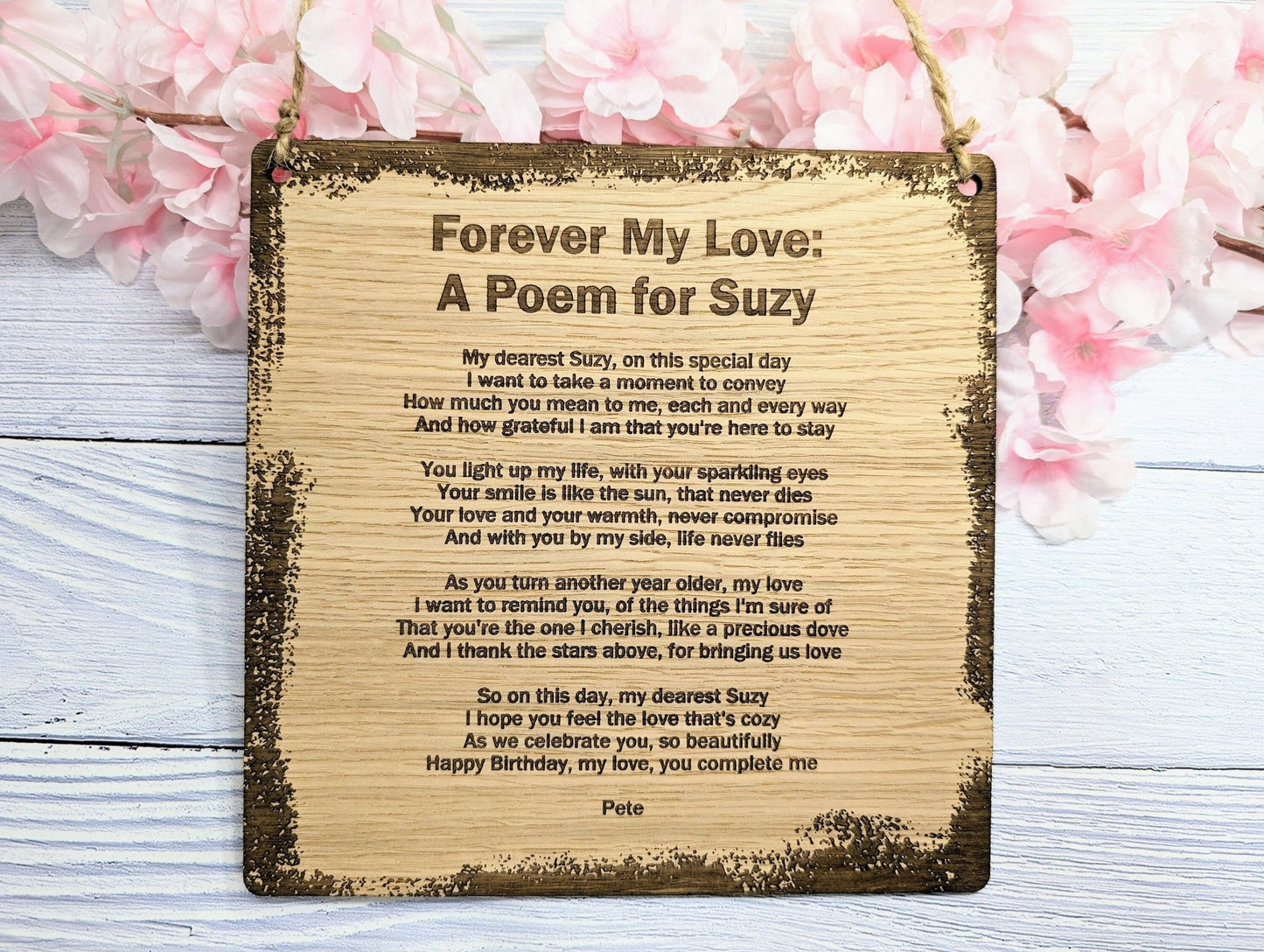Rustic Charm Engraved Wooden Sign | Custom Poem or Message - CherryGroveCraft