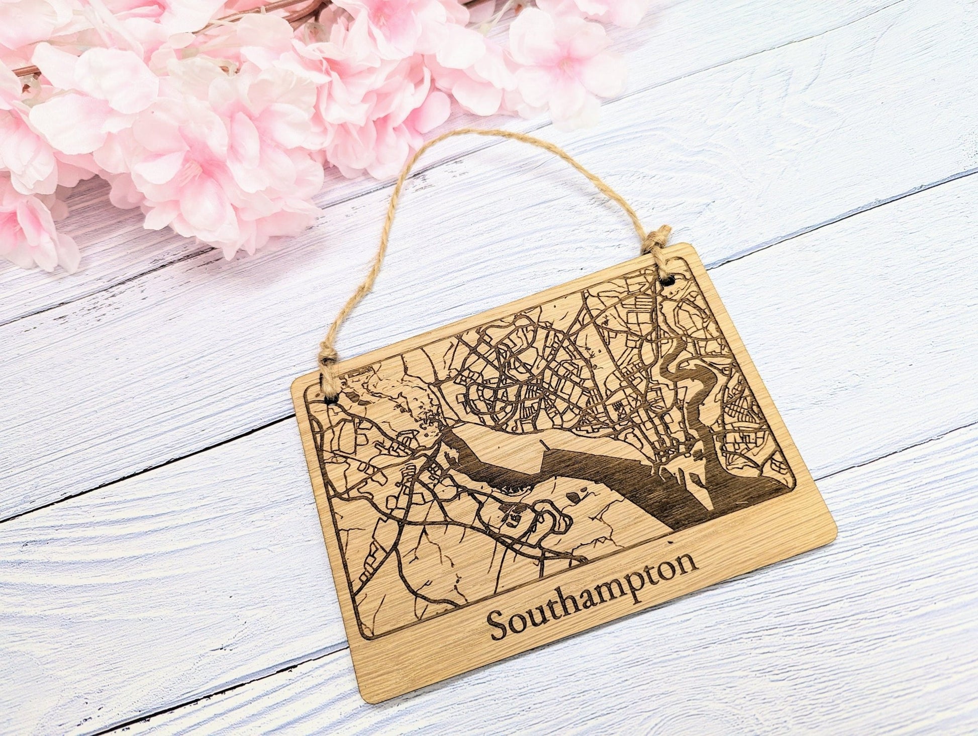 Southampton Map Wooden Wall Art - Unique City Map Decor for Home and Office - Available in 4 Sizes - CherryGroveCraft
