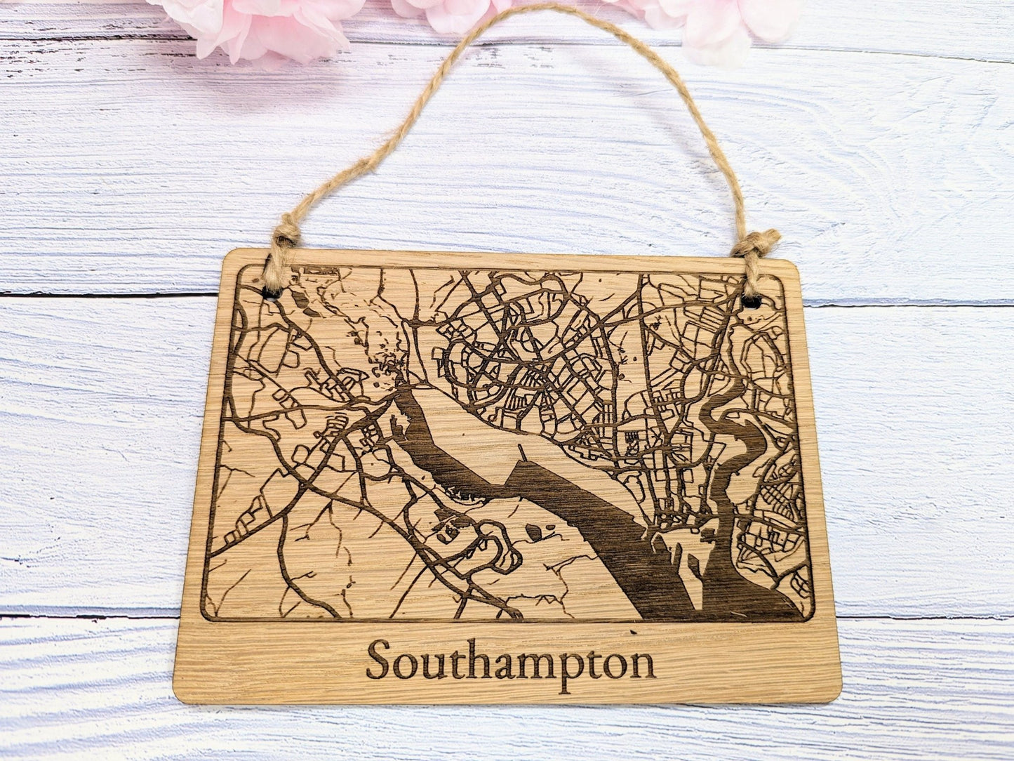 Southampton Map Wooden Wall Art - Unique City Map Decor for Home and Office - Available in 4 Sizes - CherryGroveCraft
