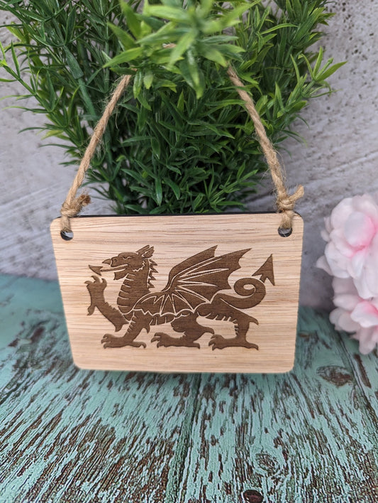 Welsh Dragon Sign | Engraved Welsh Sign | Handcrafted Welsh Wooden Wall Decor | Gift From Wales | Handmade in Wales | Wooden Sign - CherryGroveCraft
