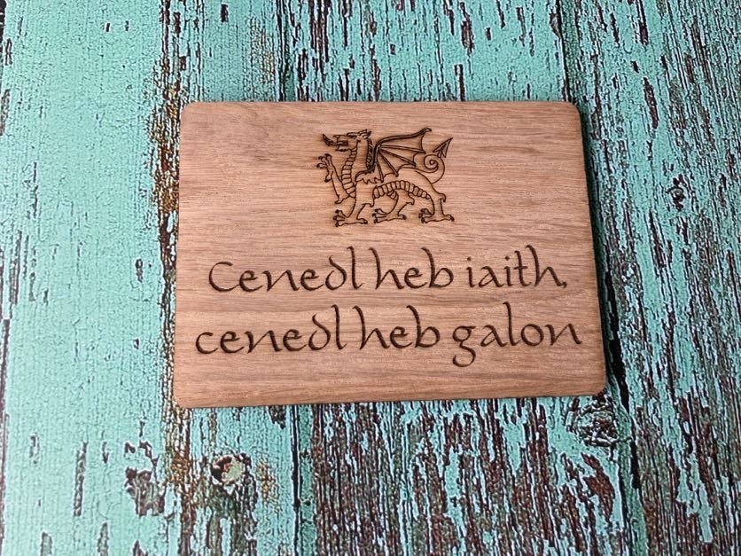 Welsh Fridge Magnet, 'Cenedl Heb Iaith', Cenedl Heb Galon, Wooden Gift From Wales, Welsh Language Gift - CherryGroveCraft