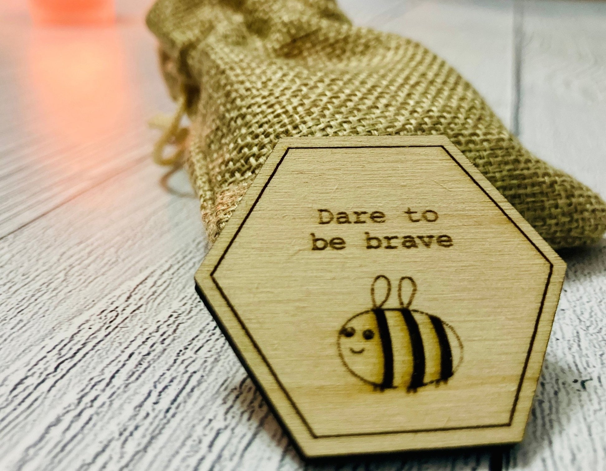 Wooden Be Kind Coins, Bumble Bee Hug Tokens, Uplifting Gifts - CherryGroveCraft