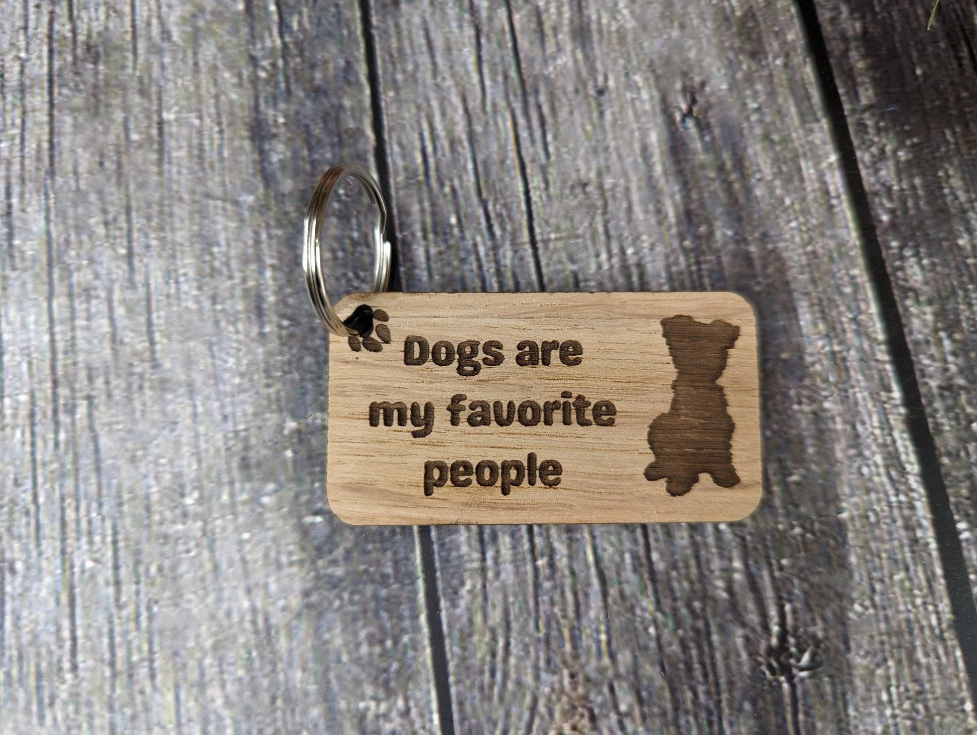Wooden Dog Keyrings "Dogs Are My Favourite People" | Dog Keychain for Dog Lovers | Dog Owner Gift - CherryGroveCraft