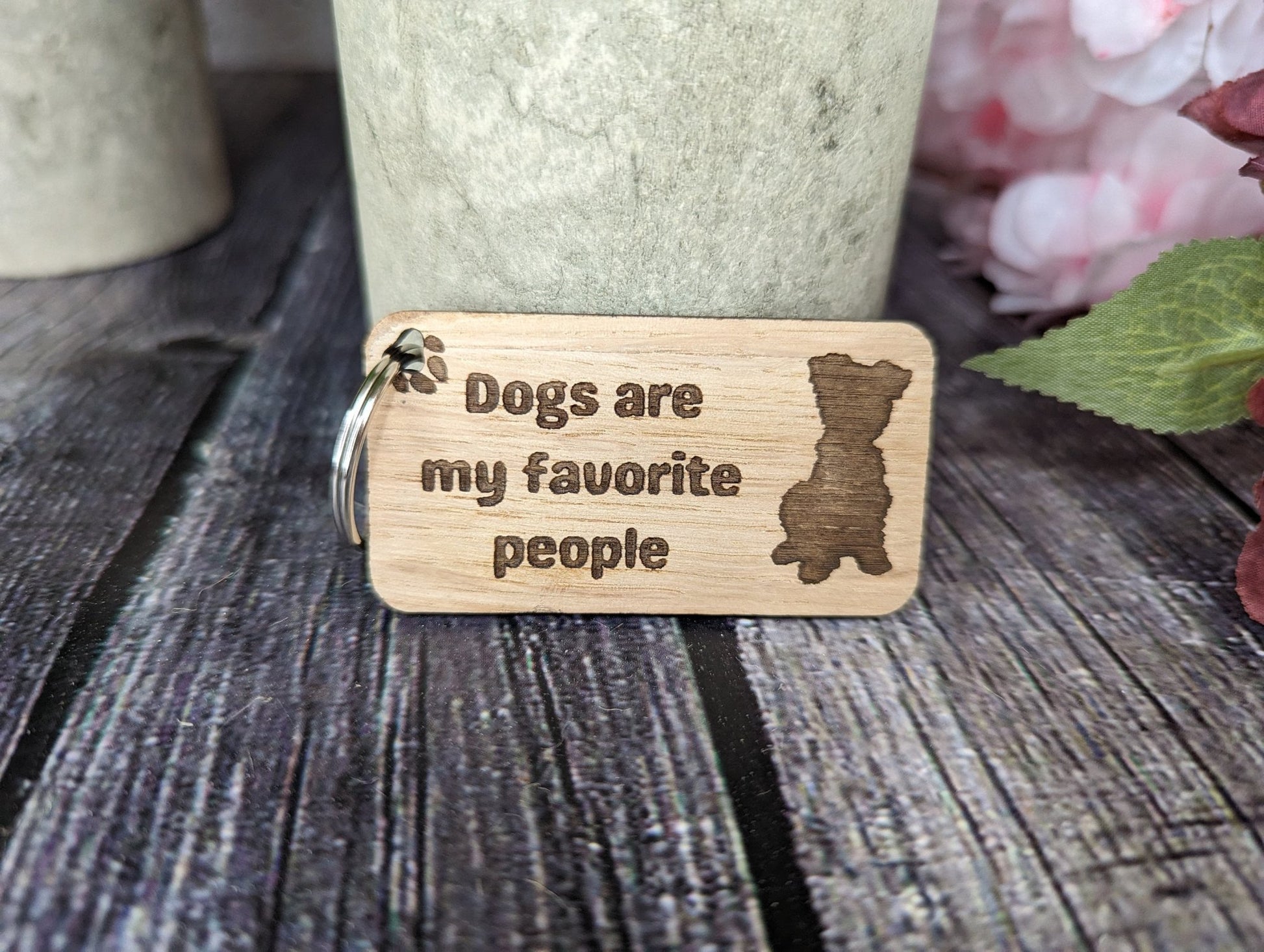Wooden Dog Keyrings "Dogs Are My Favourite People" | Dog Keychain for Dog Lovers | Dog Owner Gift - CherryGroveCraft