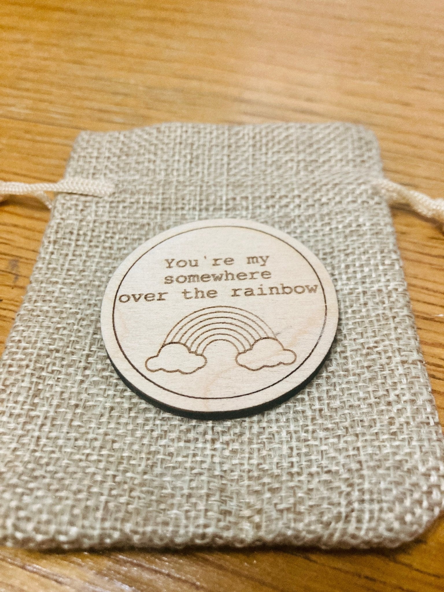 Wooden Hug Token In A Bag, Pocket Confidence Coin, Uplifting Gift - CherryGroveCraft
