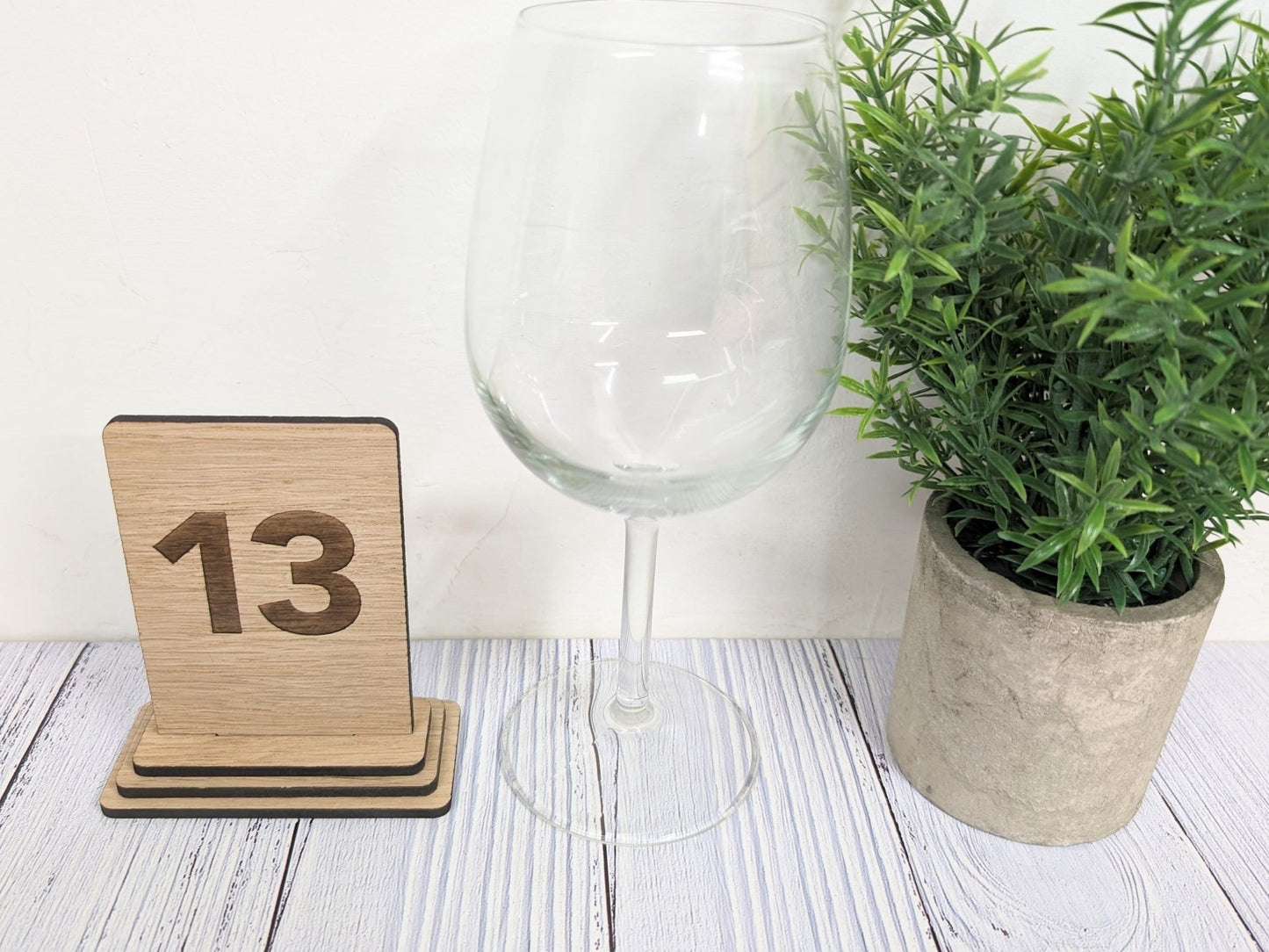 Wooden Table Number Signs, Freestanding, Removable Base, Available Single or Double-Sided, 2 Sizes - CherryGroveCraft